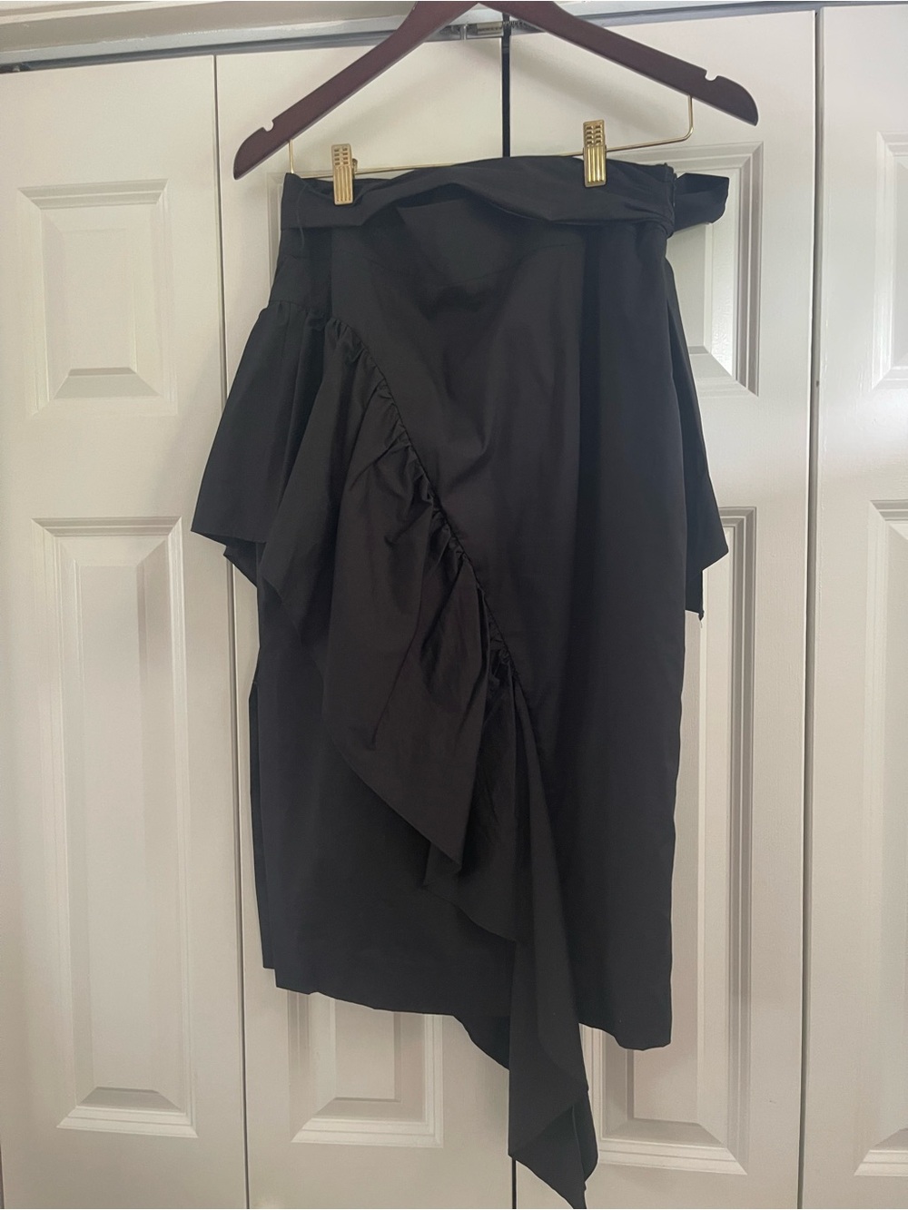 Milly Black Asymmetrical Ruffle Midi Skirt